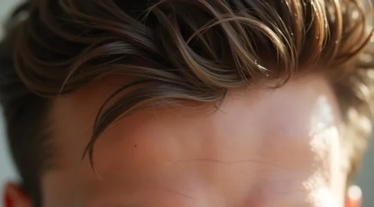 Portrait d'un homme montrant des cheveux nourris, brillants et sains avec une texture visiblement riche